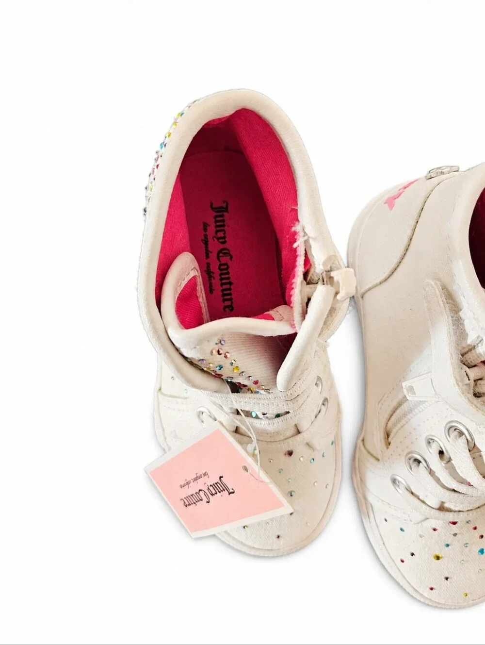 Juicy Couture Sutter Creek Rainbow Rhinestone High-Top Sneakers – Girls Size 7M